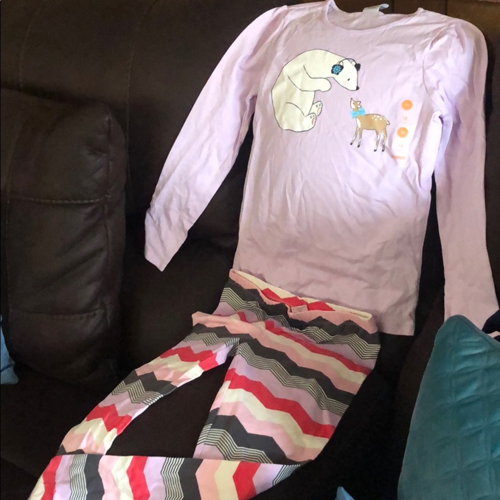 Lavender top with multi color bottom set